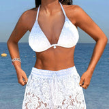 Porto Cervo - Elegante bikini in pizzo monocolore