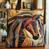 Borsa artigianale trapuntata con cavallo mosaico multicolore