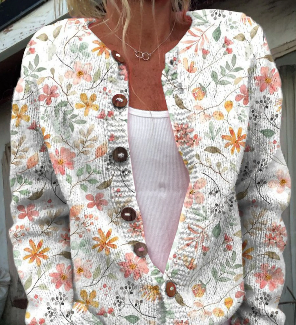 GRETA | Vintage Floral Knit Cardigan