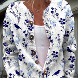Cardigan Vintage con Motivo Floreale e Uccelli per Donna Aurora Roma