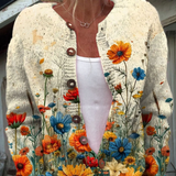 Cardigan Vintage con Motivo Floreale per Donna Aurora Roma