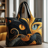 Borsa artigianale trapuntata con gatto misterioso