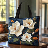 Borsa artigianale trapuntata con magnolia delicata