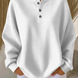 MIRABEL | COZY WAFFLE HENLEY SWEATSHIRT