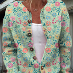 Cardigan Vintage con Motivo Floreale per Donne Aurora Roma