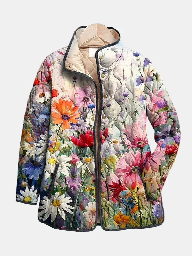 Kaia | Giacca Vintage Trapuntata con Motivo Floreale