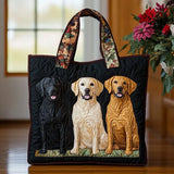 Borsa artigianale trapuntata con tre Labrador