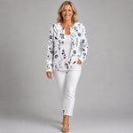 Cardigan Vintage con Motivo Floreale e Uccelli per Donna Aurora Roma