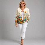 Cardigan Vintage con Motivo Floreale per Donna Aurora Roma