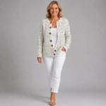 Cardigan Vintage con Motivo Floreale per Donna Aurora Roma