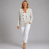Cardigan Vintage con Motivo Floreale per Donna Aurora Roma