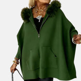 Monika – Cappotto da donna comodo con cappuccio e tasche