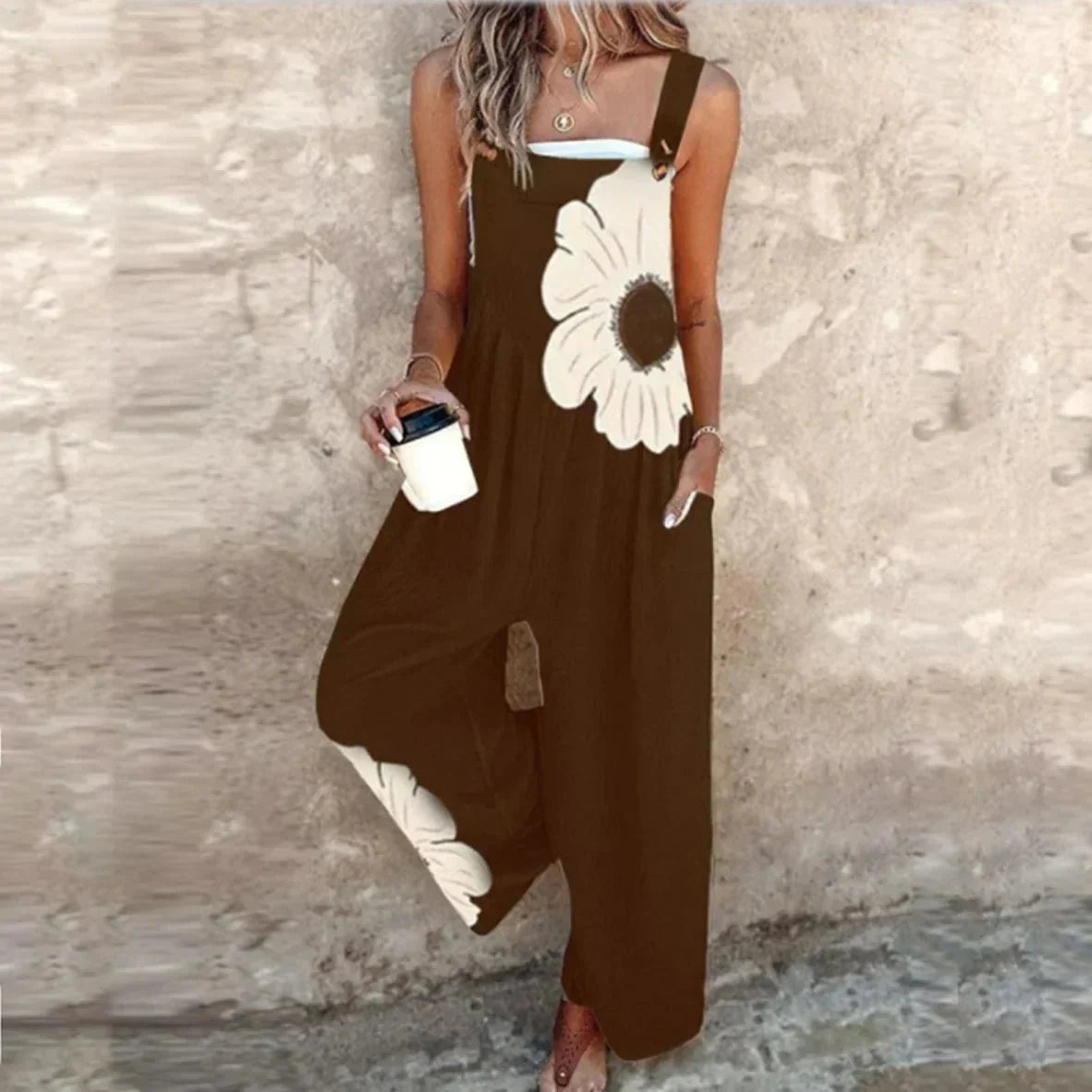Jumpsuit Relaxed Fit in Nero Stampato