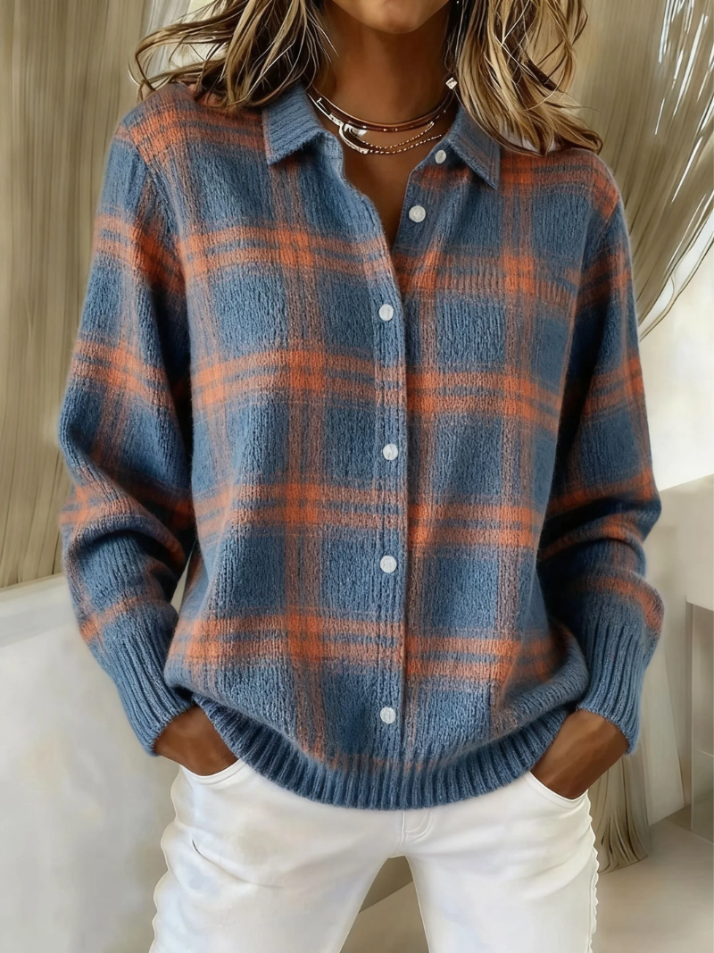 Zafira | Caldo Cardigan a Quadri Blu