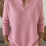 HELENA | HENLEY BUTTON-UP KNIT SWEATER