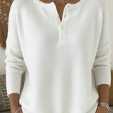 HELENA | HENLEY BUTTON-UP KNIT SWEATER