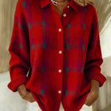 Anna - Maglione retro in lana fatta a mano con contrasto