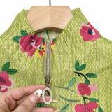 Constance™ | Cardigan Rosa Lime con Zip e Motivo Floreale