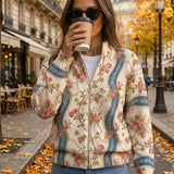 Eulalia™ | Cardigan a Strisce con Rosa Rampicante